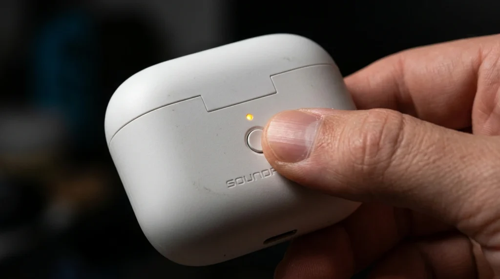 pressing the setup button to factory reset airpods