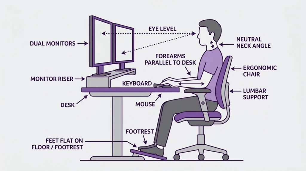Comparison of dual monitor arrangements for different usage patterns