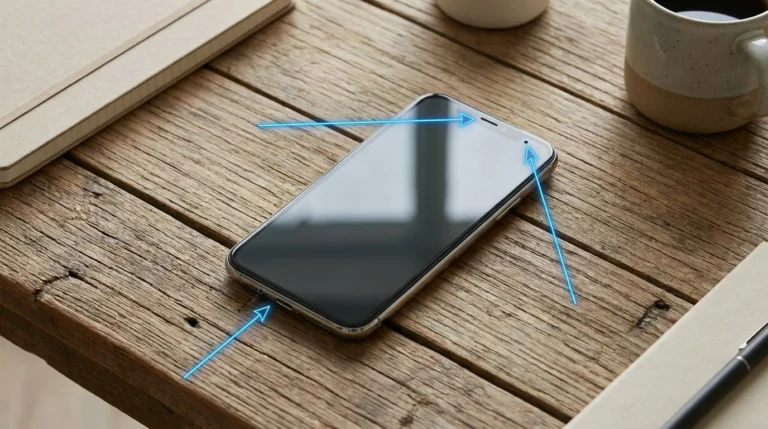 Diagram showing the three microphone locations on a modern smartphone: bottom, top earpiece, and rear near the camera